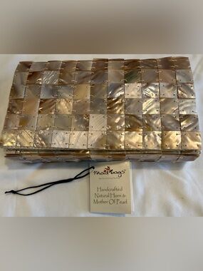 MadiBags Mother of Pearl Mosaic Clutch - Iridescent Cream